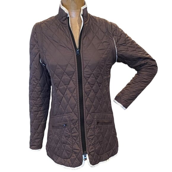 Women's Reversible Diamond Quilted Barn Jacket Convertible Vest S/M #192M - Picture 3 of 12